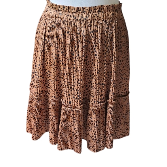 Current Air Shimmery Animal Print Pleated Skirt Anthropology - Picture 1 of 5